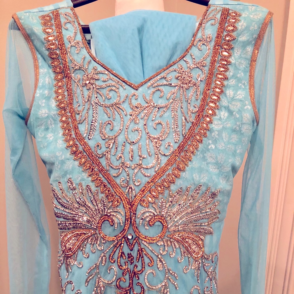 Beautiful net Indian suit floor length for wedding